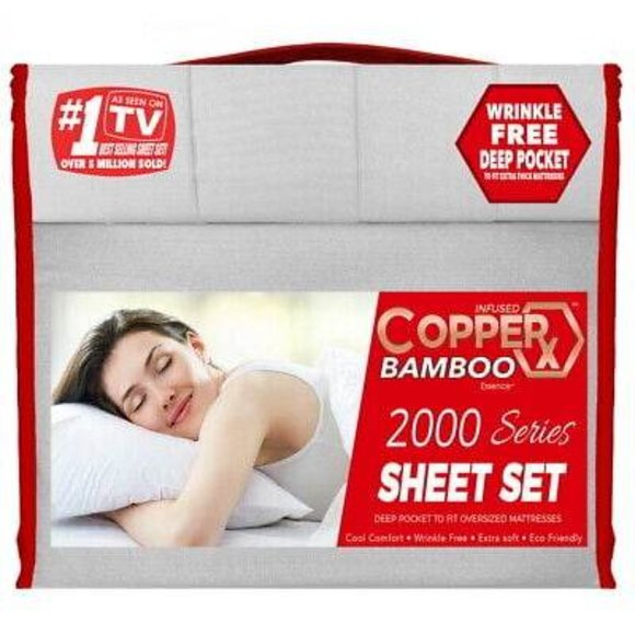 Copper X Bamboo 6 Piece Sheet Set Queen/King - Picture 2 of 6